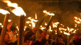 Menyambut Bulan Suci Ramadhan 1446 Hijriah, Maret 2025. Pawai obor digelar di Kecamatan Teluk Bayur, Berau