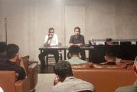 Discussion wacana agenda event turnamen bola voli cup, Ketum PBVSI Berau Agus Uriansyah didampingi Sekertaris Umum PBVSI Berau, Puguh Suprianto. Dihadiri PBVSI dan pihak terkait lainnya. Selasa malam kemarin, 6 Mei 2025 di Kafe Jln Durian III, Berau